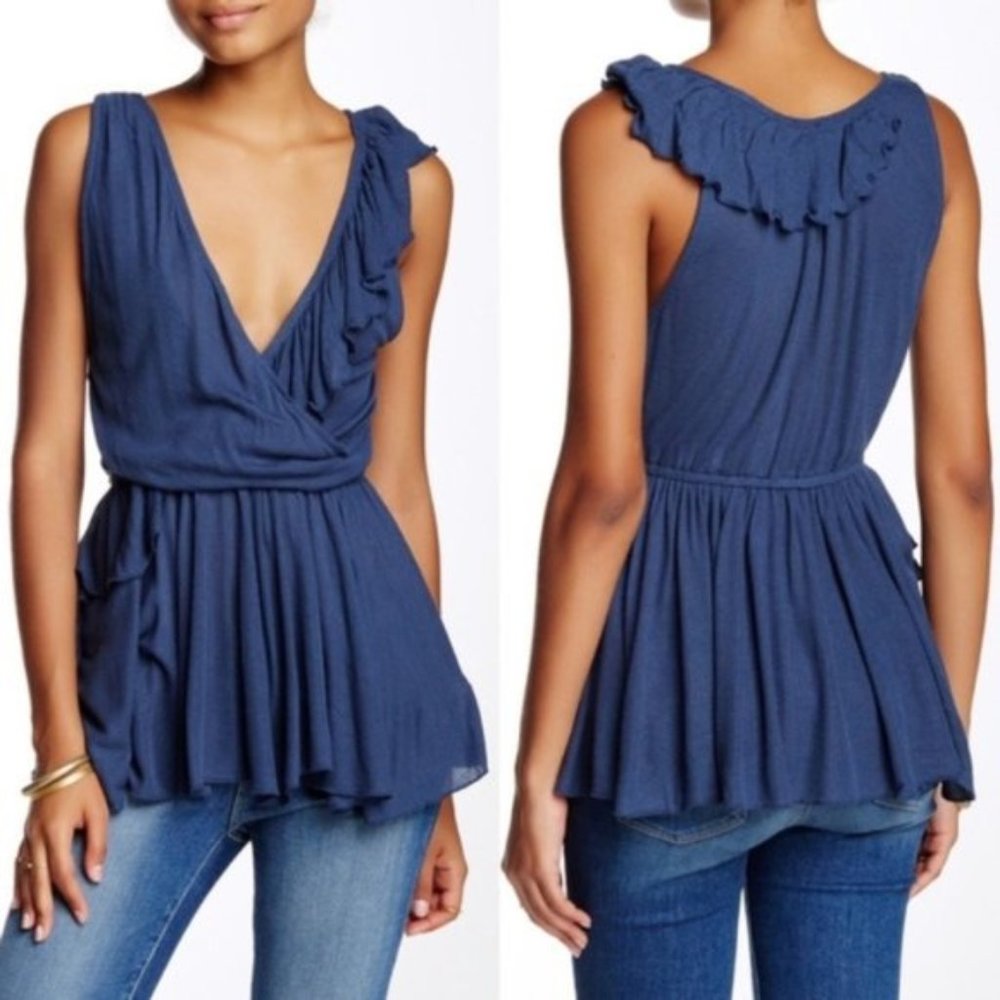 Free People Float Away Ruffle Crossover Tank Top